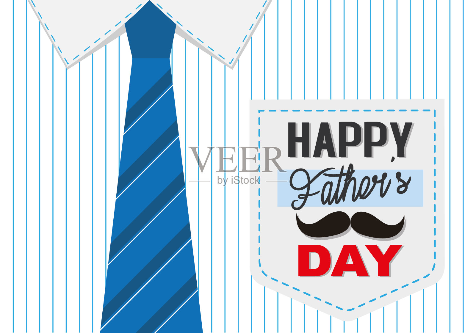 父亲节贺卡快乐。衬衫和领带背景插画图片素材