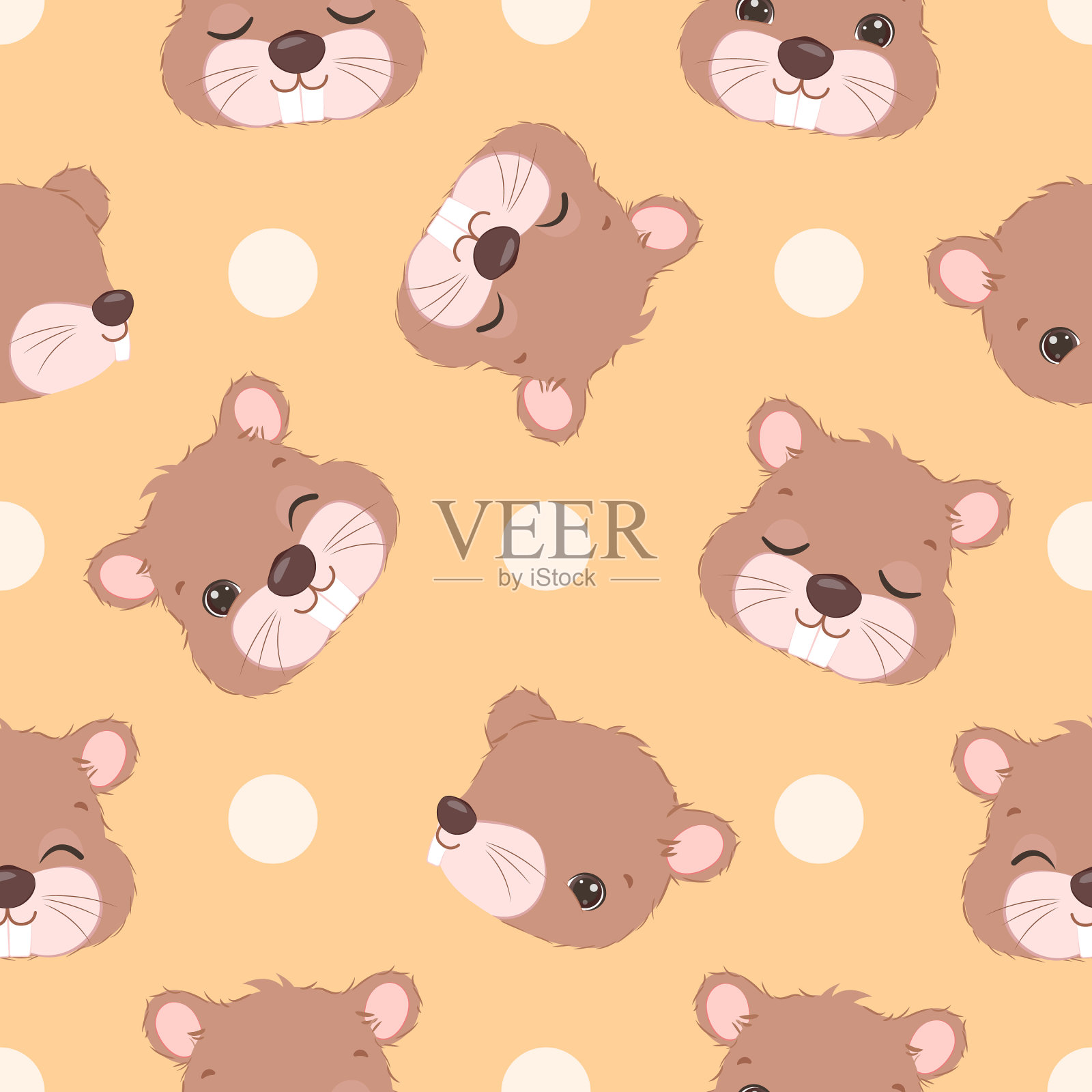 海狸无缝模式插画图片素材