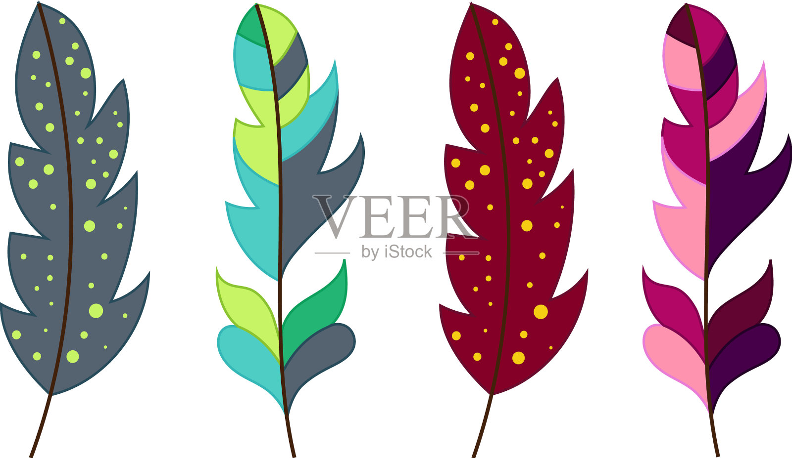 五彩缤纷的羽毛元素插画图片素材