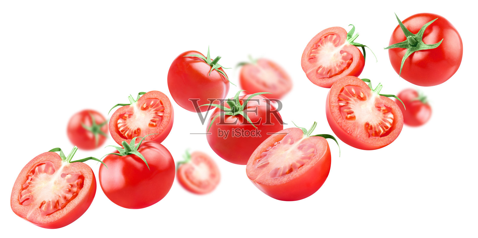 飞上美味的番茄白照片摄影图片