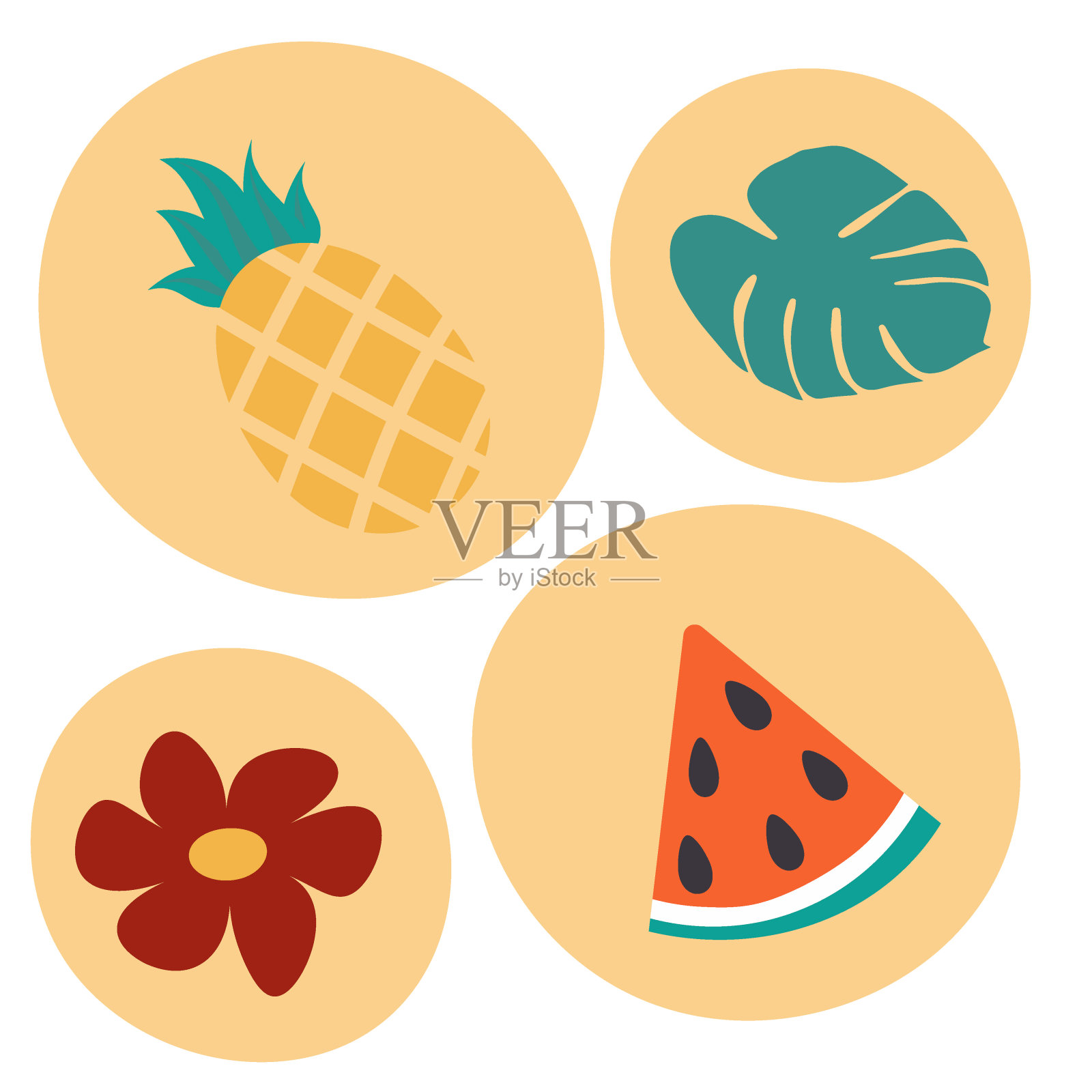 一套抽象的彩色手绘图形元素在时尚的色调。贴纸。生活方式插画图片素材