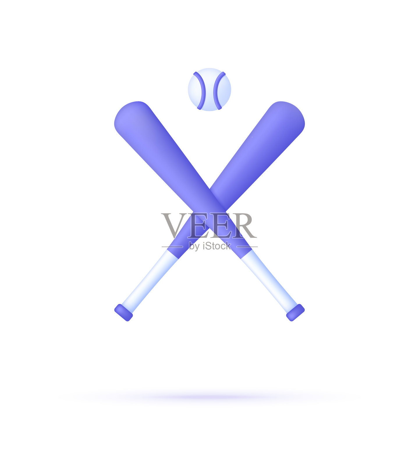 3D棒球棒孤立在白色背景。积极的生活方式的象征。游戏和运动概念。设计元素图片