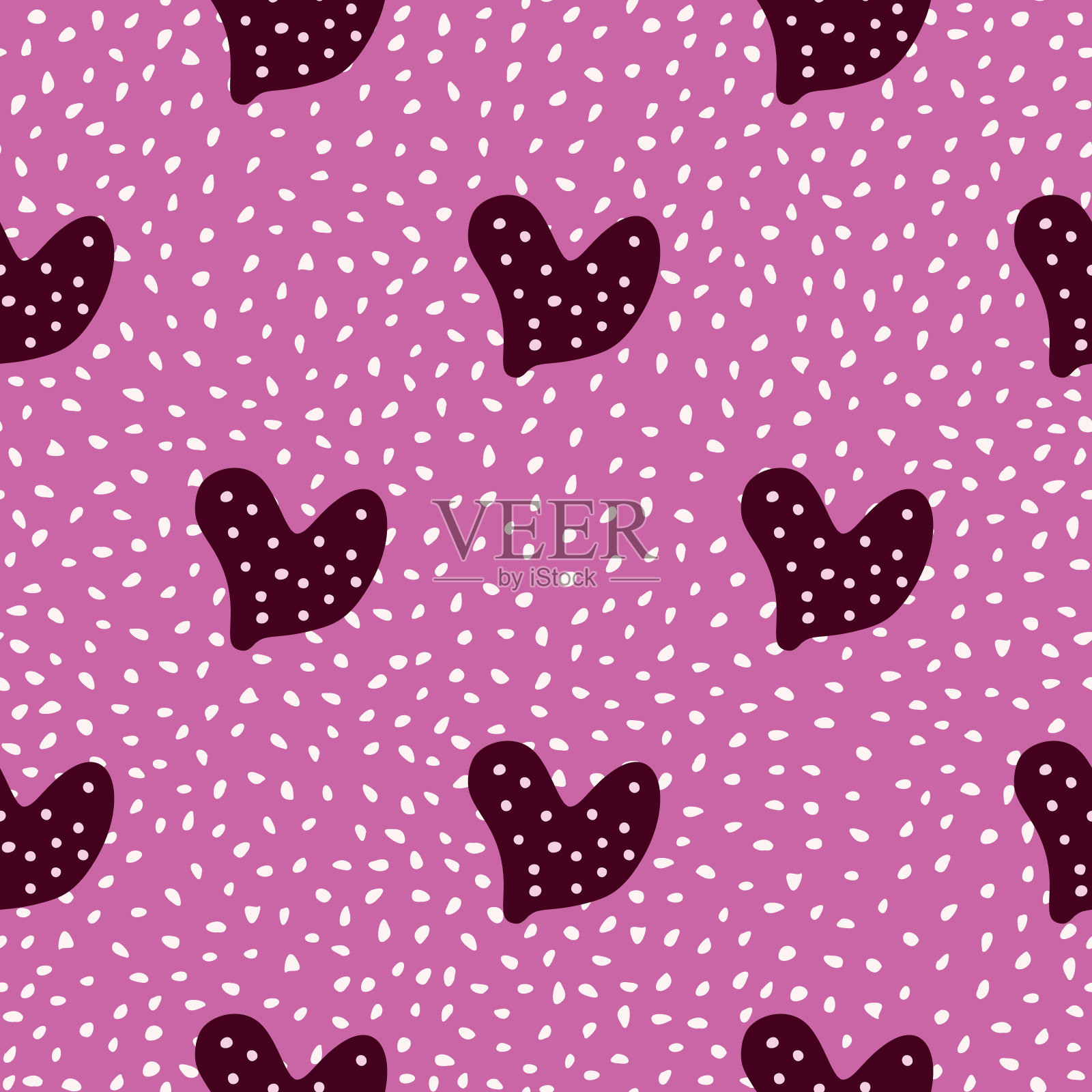 可爱的手绘心无缝图案。情人节卡片墙纸。插画图片素材