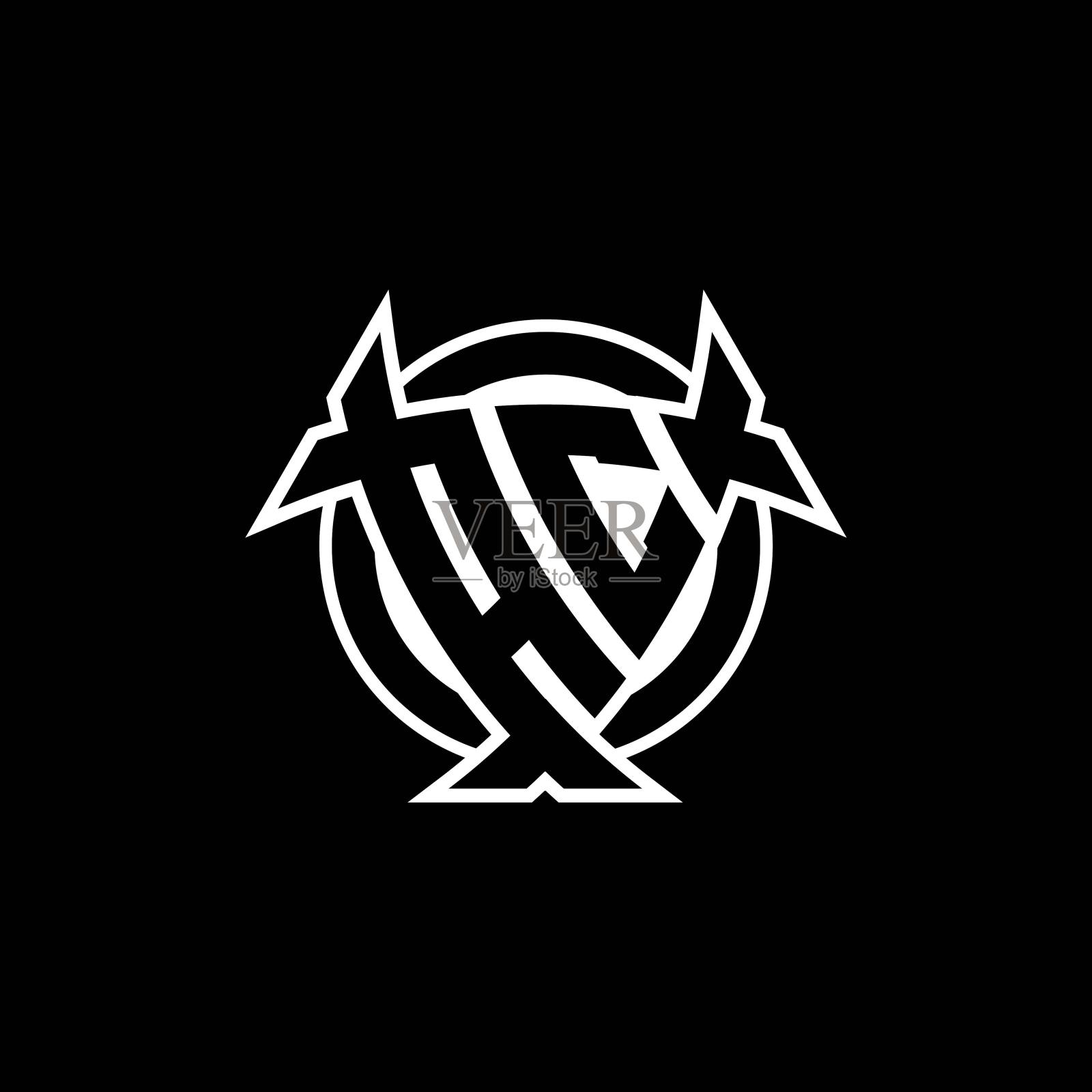 交流字母三角盾和圆形形状插画图片素材