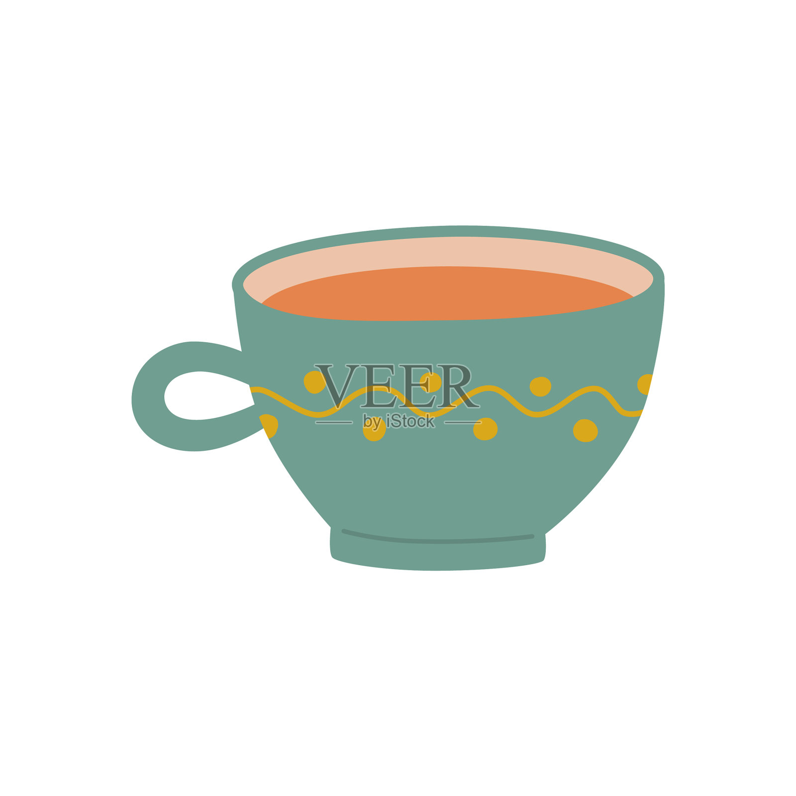 可爱的马克杯与热饮隔离在白色设计元素图片