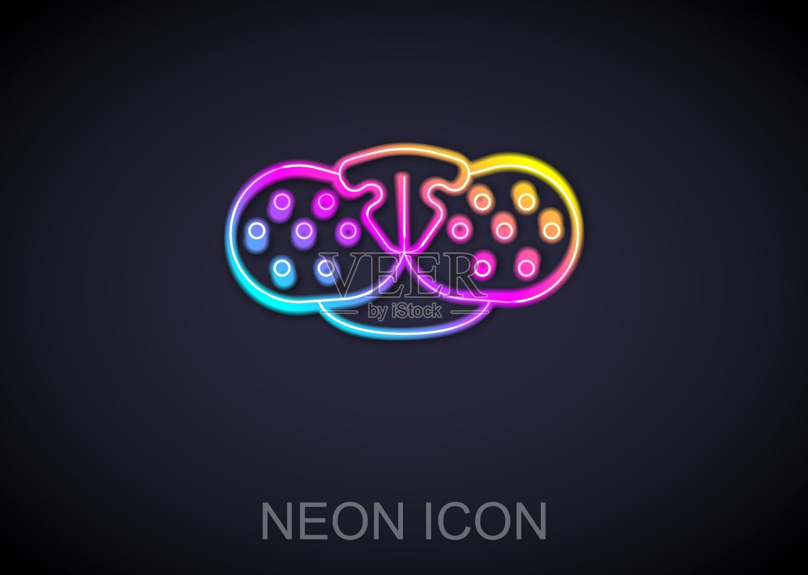 发光的霓虹灯线猫鼻子图标孤立在黑色图标素材