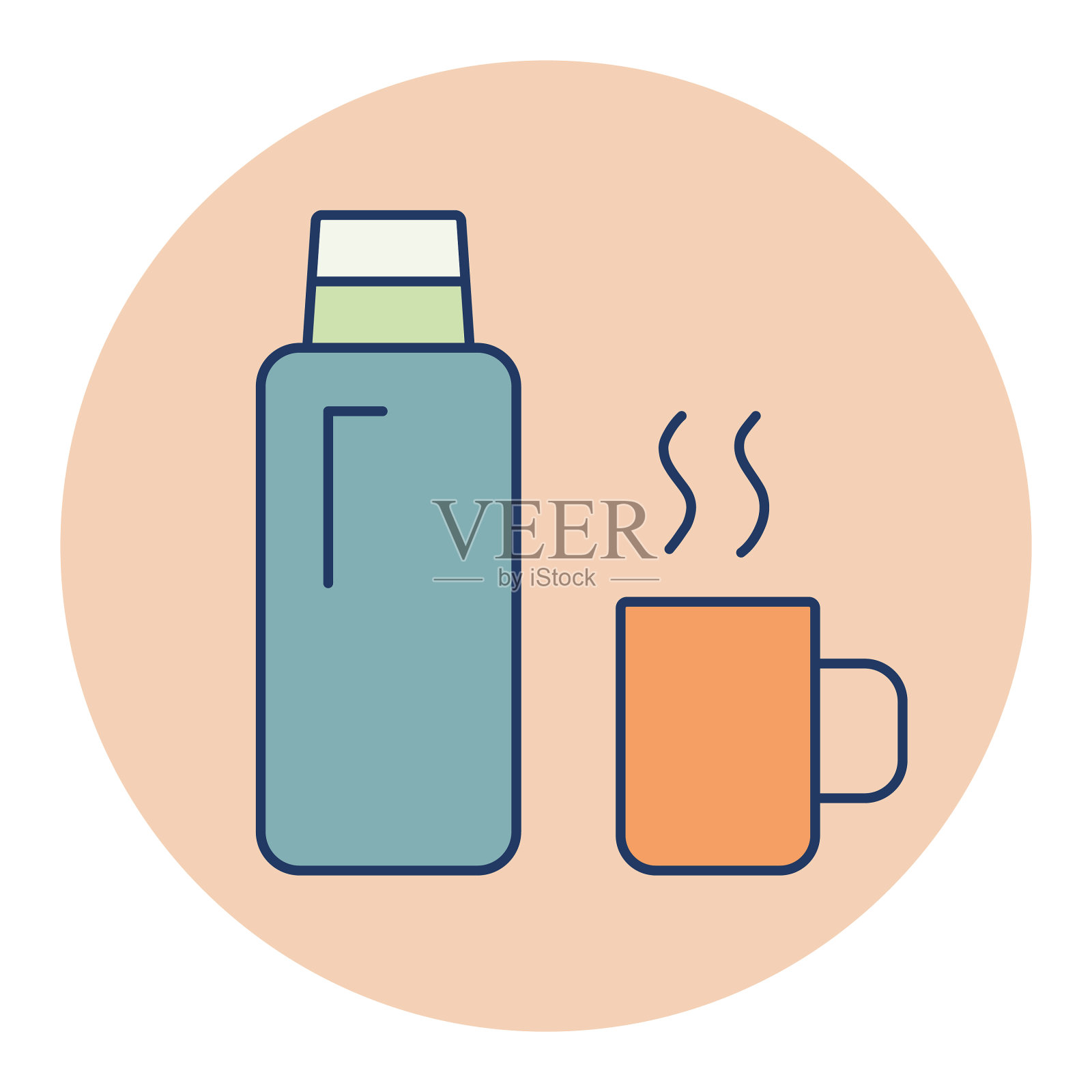 保温瓶孤立图标露营和徒步旅行图标素材