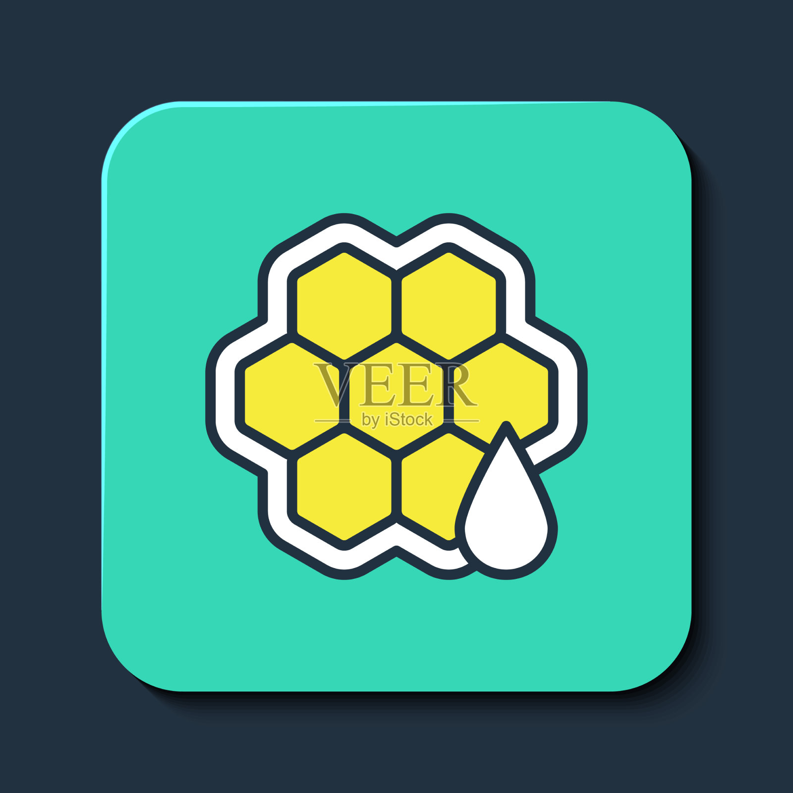 填充轮廓蜂巢图标孤立的蓝色插画图片素材