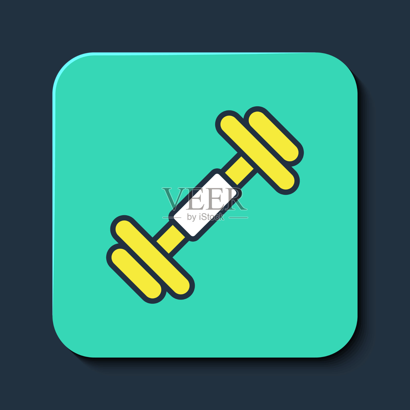 填充轮廓哑铃图标孤立的蓝色图标素材