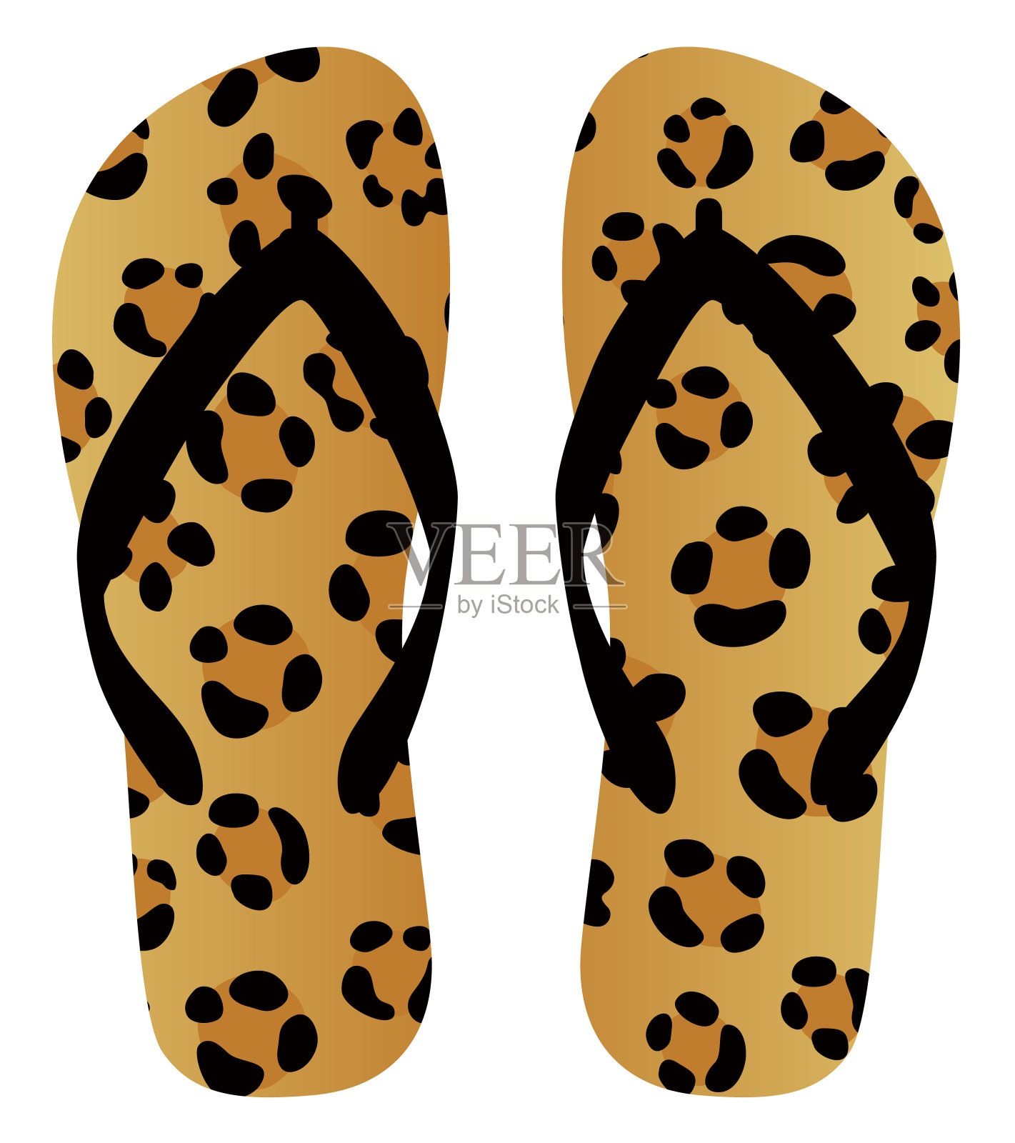 白色背景上孤立的豹纹人字拖设计元素图片