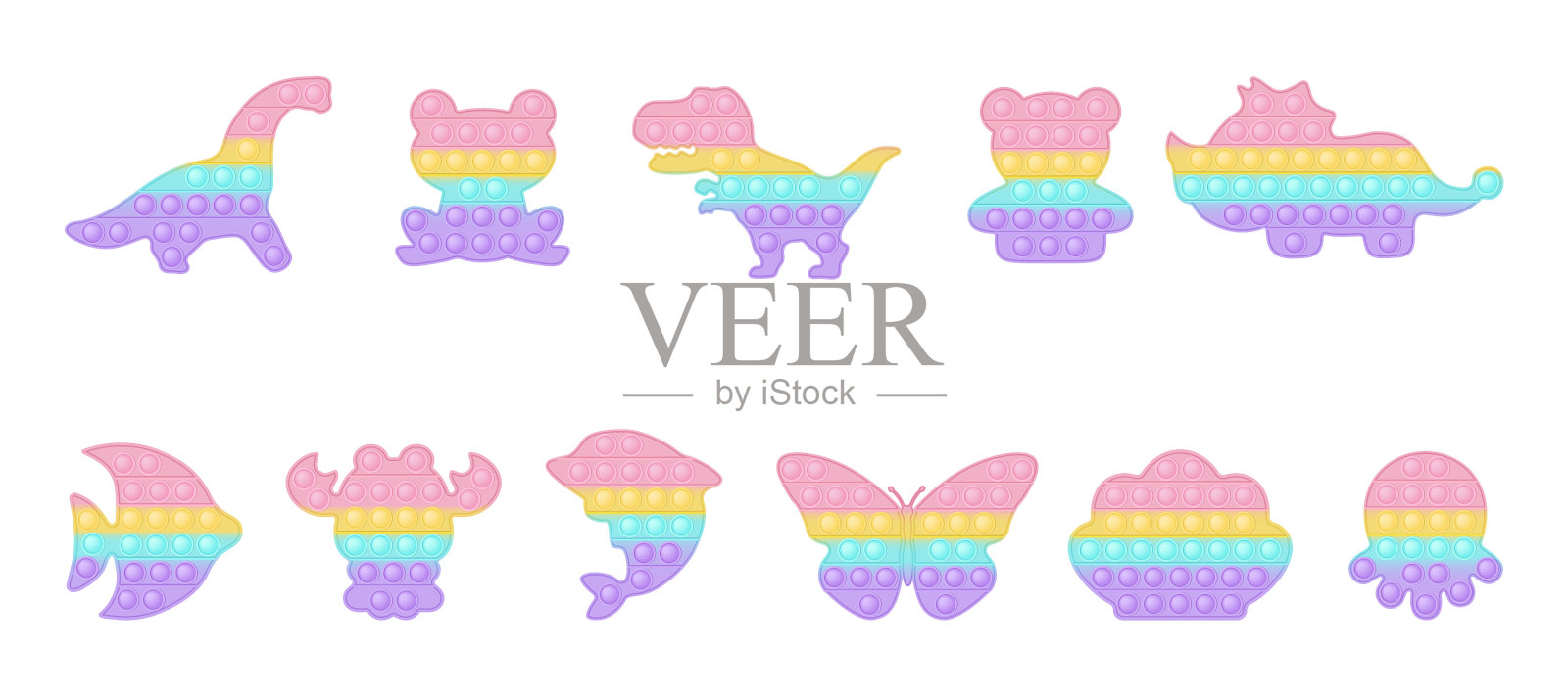 一系列的动物和恐龙造型让它成为一种潮流图标素材