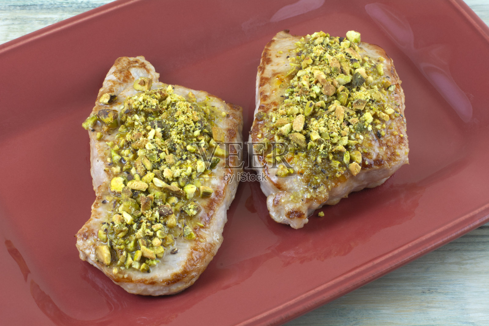 开心果碎去骨猪排照片摄影图片