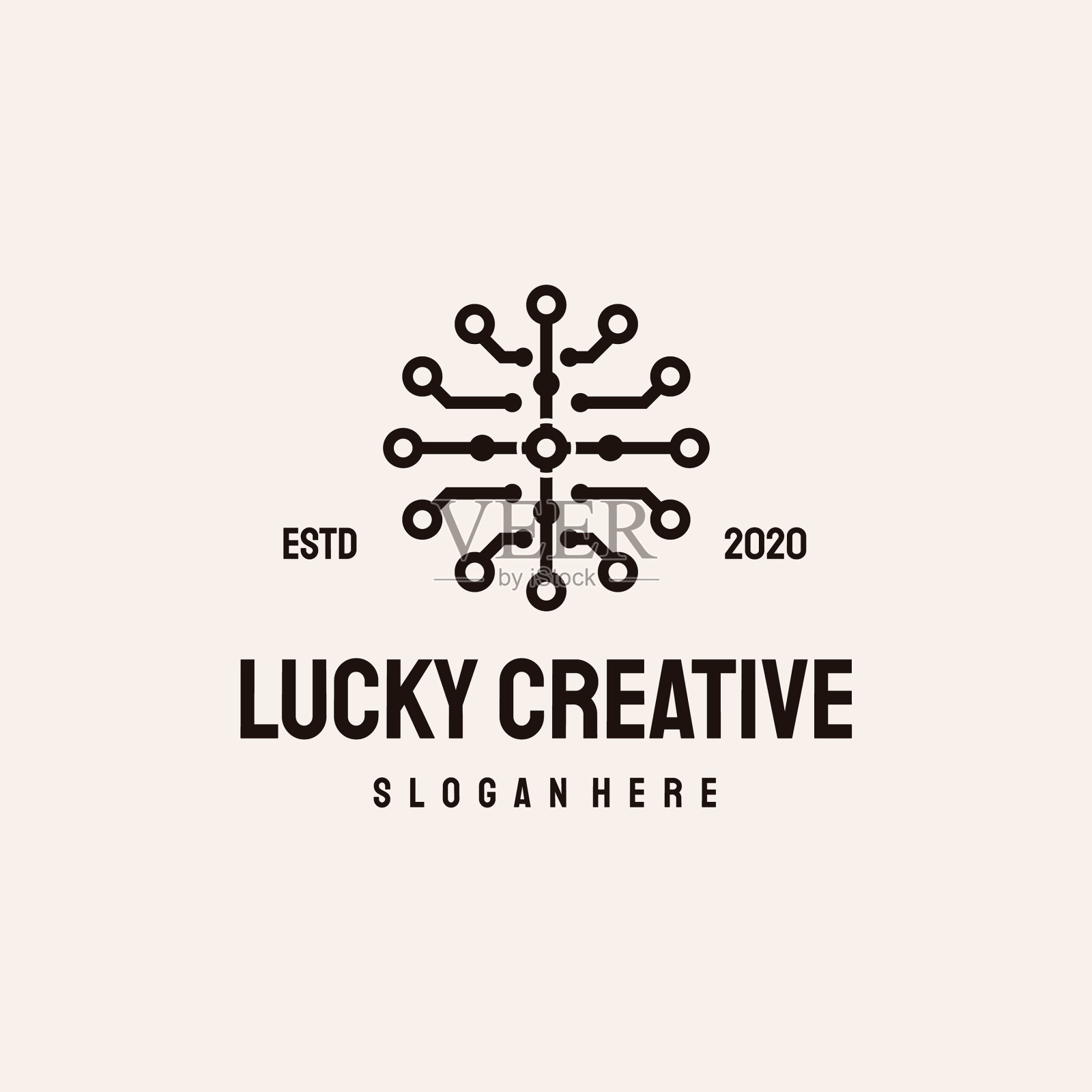 抽象圆科技logo复古复古模板插画图片素材