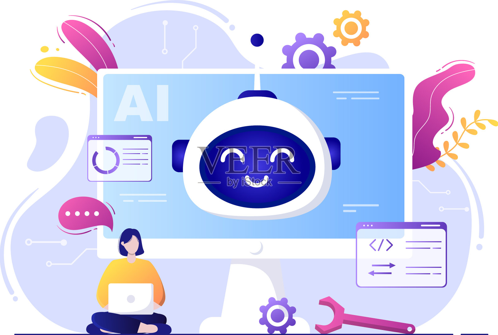 人工智能数字大脑技术设计元素图片