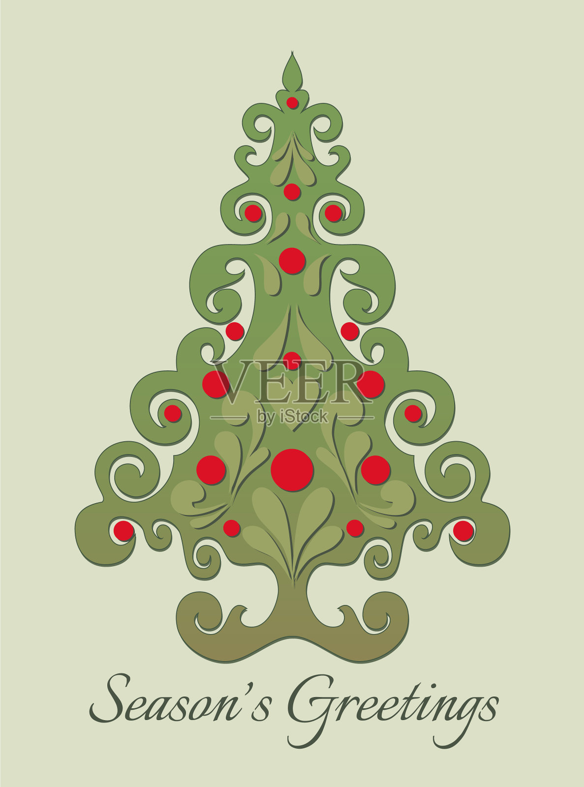 具有亚洲民族图案的冷杉树插画图片素材