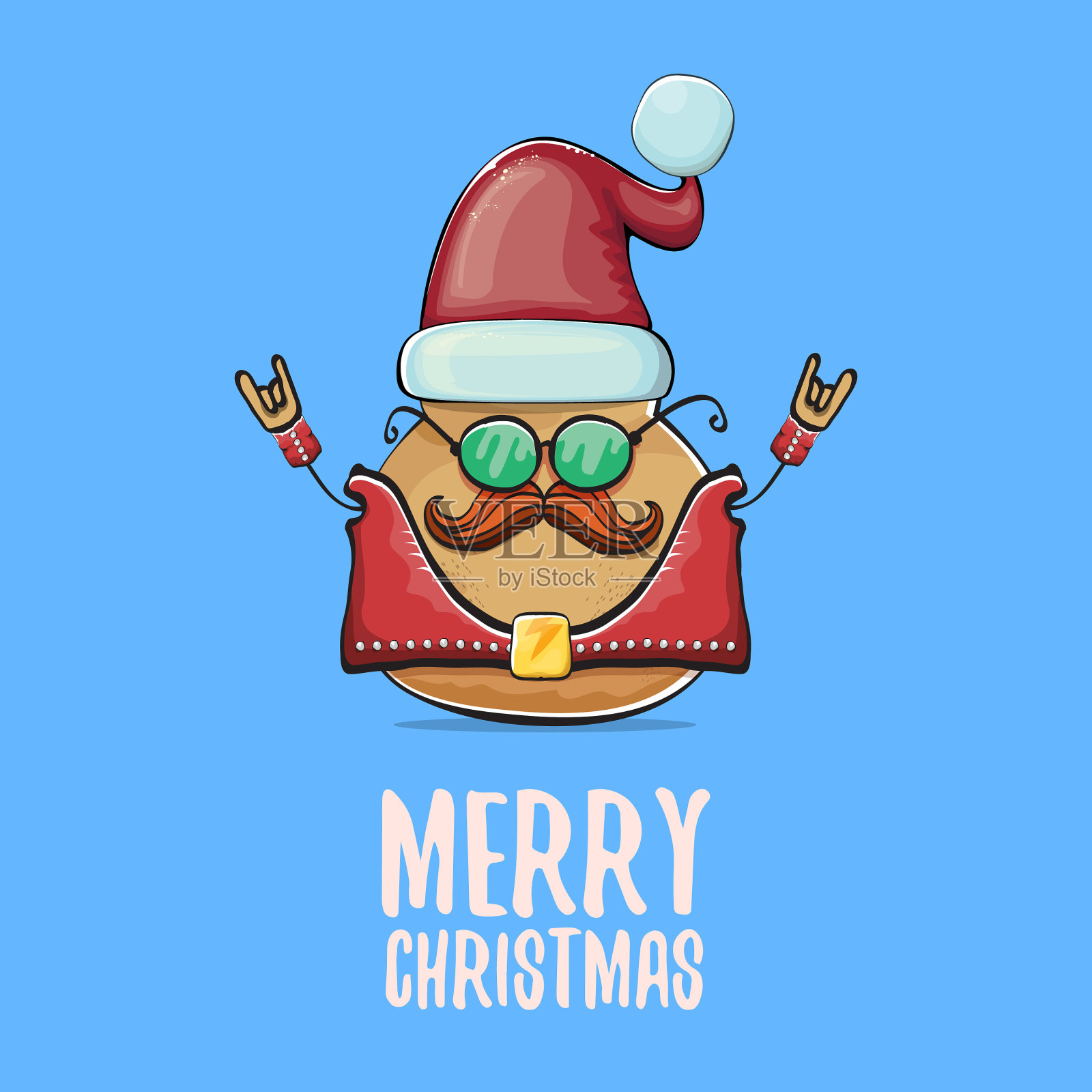 摇滚明星圣诞老人土豆滑稽卡通可爱插画图片素材