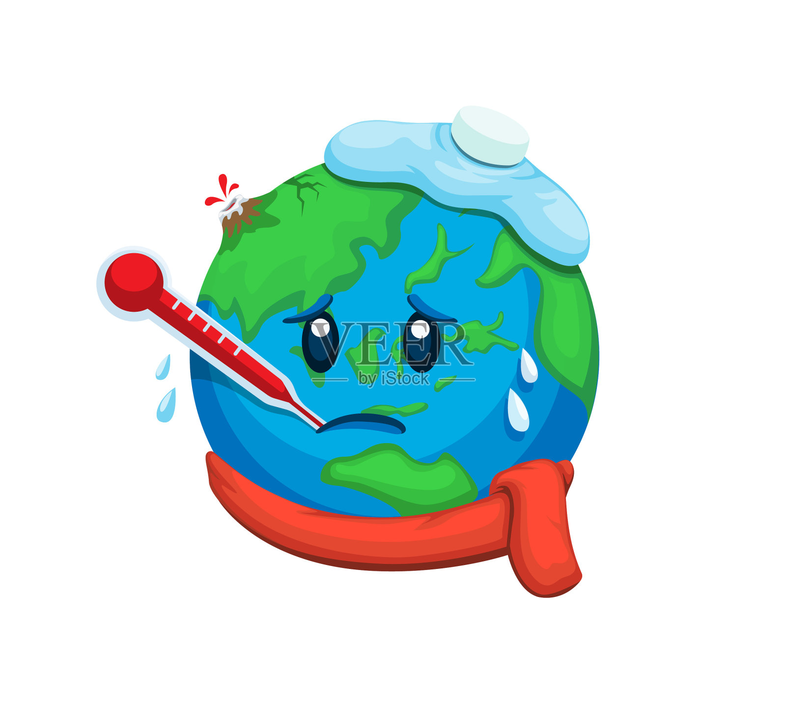 地球生病全球变暖地震和火山插画图片素材