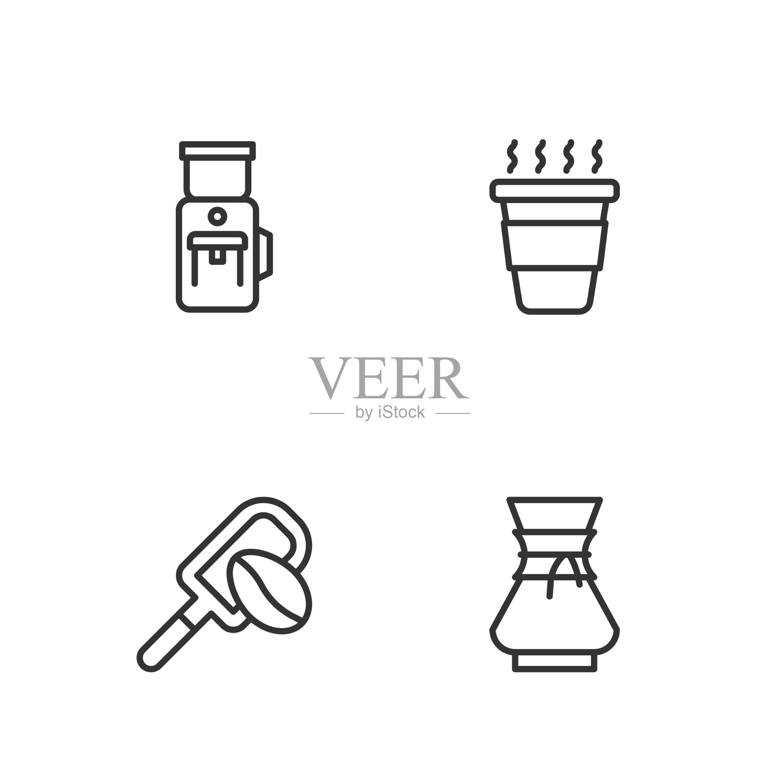 将咖啡倒入咖啡机锅铲上图标素材