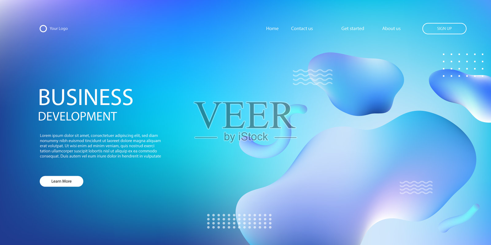 抽象的蓝色背景为商务着陆插画图片素材