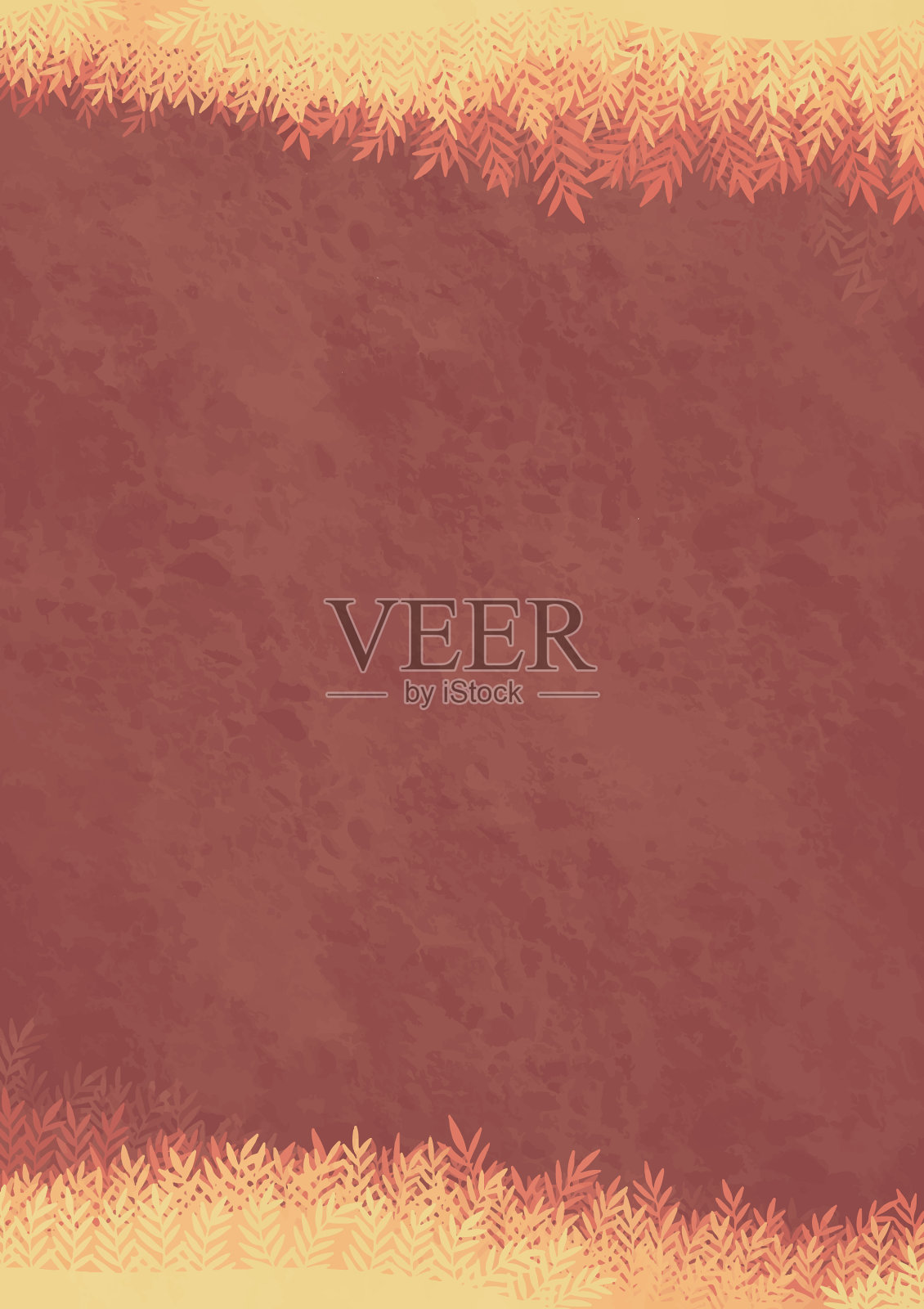 秋蕨叶边背景插画图片素材