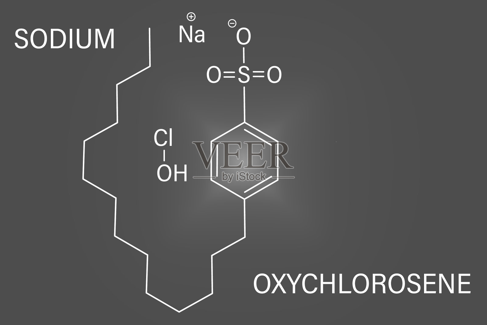 氧氯苯钠分子骨架公式插画图片素材