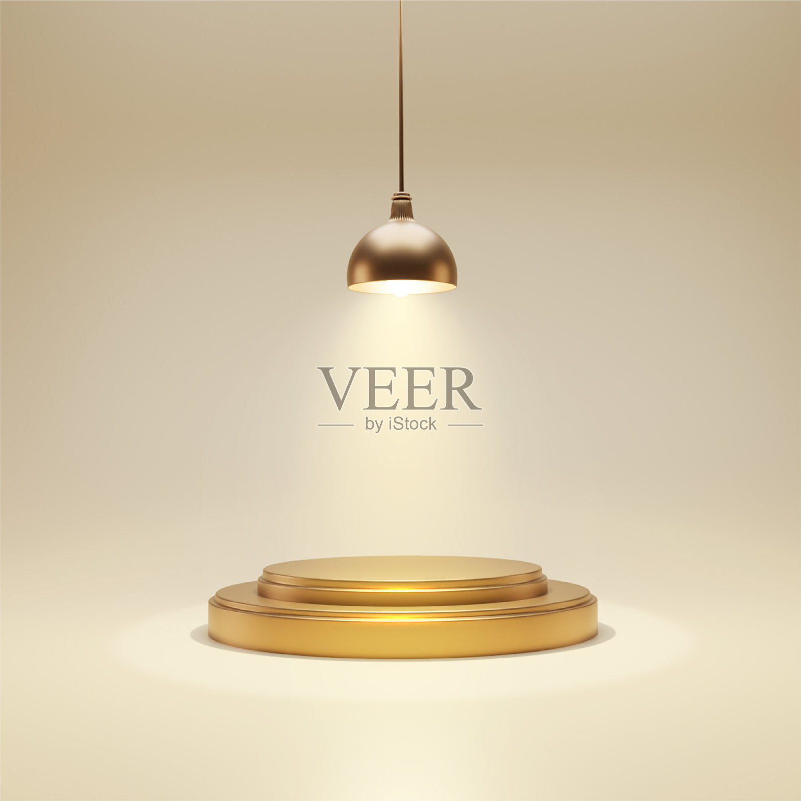 金色空座模型用灯、灯。化妆品或产品展示平台的概念。赢家的阶段。3 d渲染图像。照片摄影图片