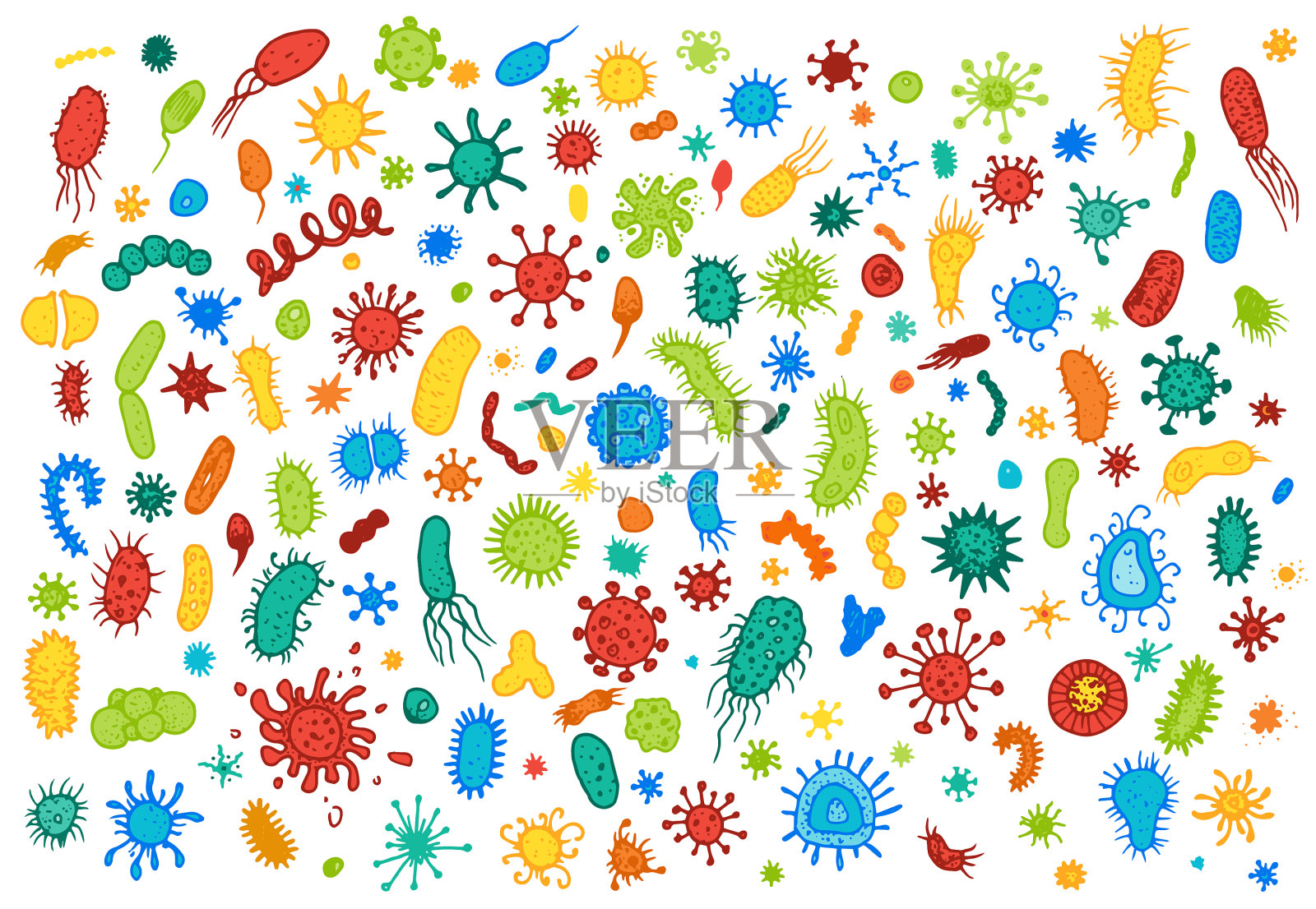 微生物和细菌是红色和绿色的设计元素图片