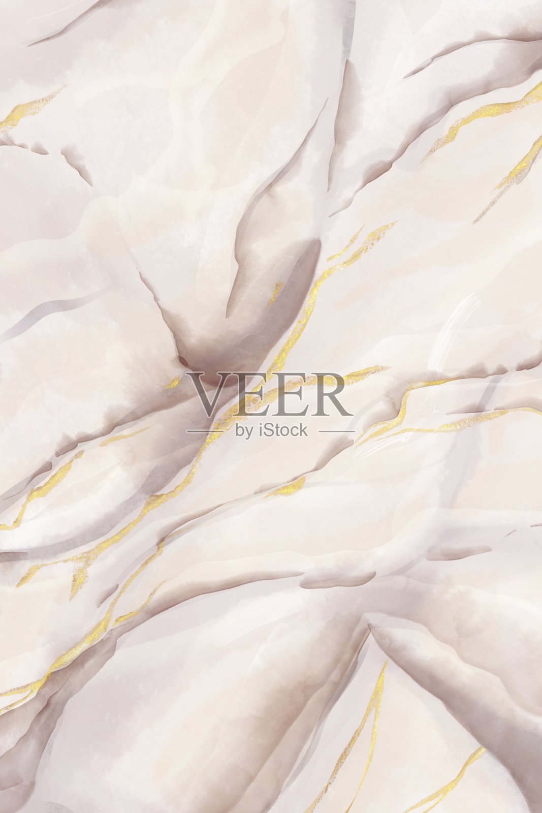 抽象的背景，米色大理石带有金色的纹理，奢华的大理石纹理。 数码插图插画图片素材