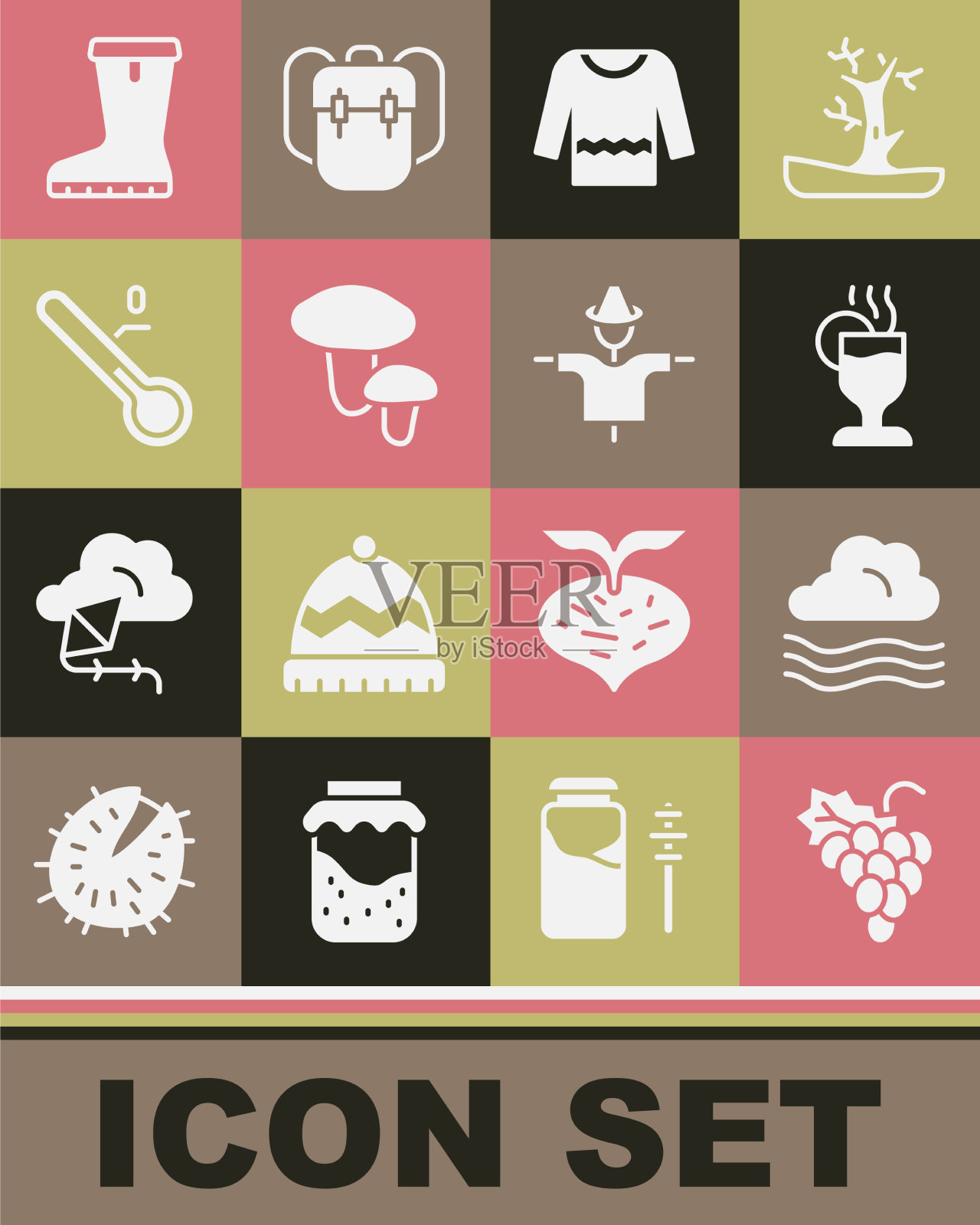 定葡萄果风天气热酒图标素材