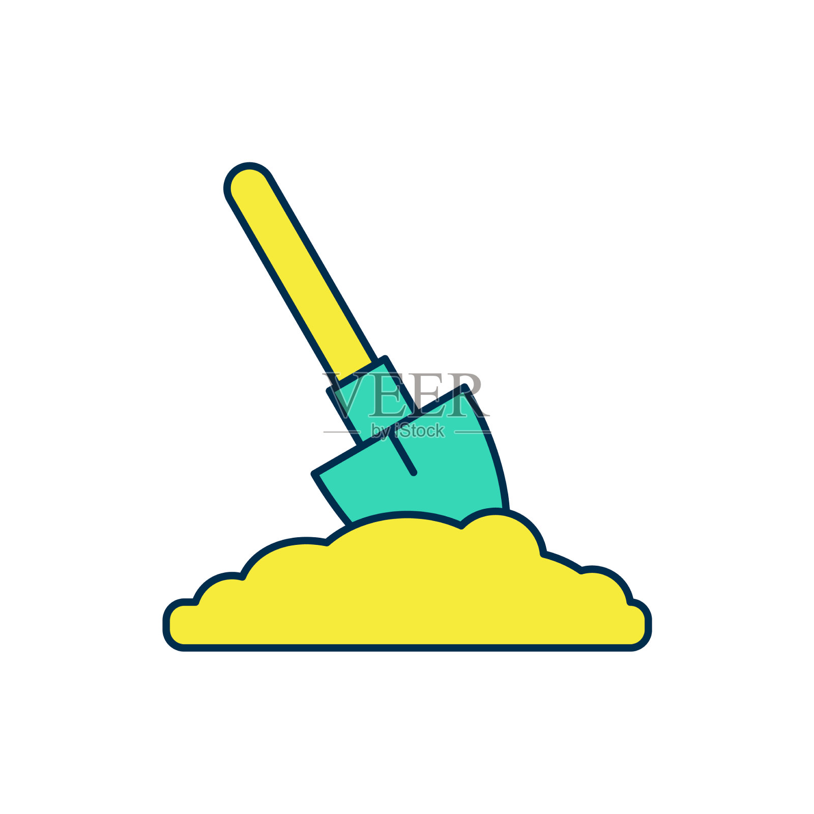 填满轮廓的铲在地面图标孤立插画图片素材