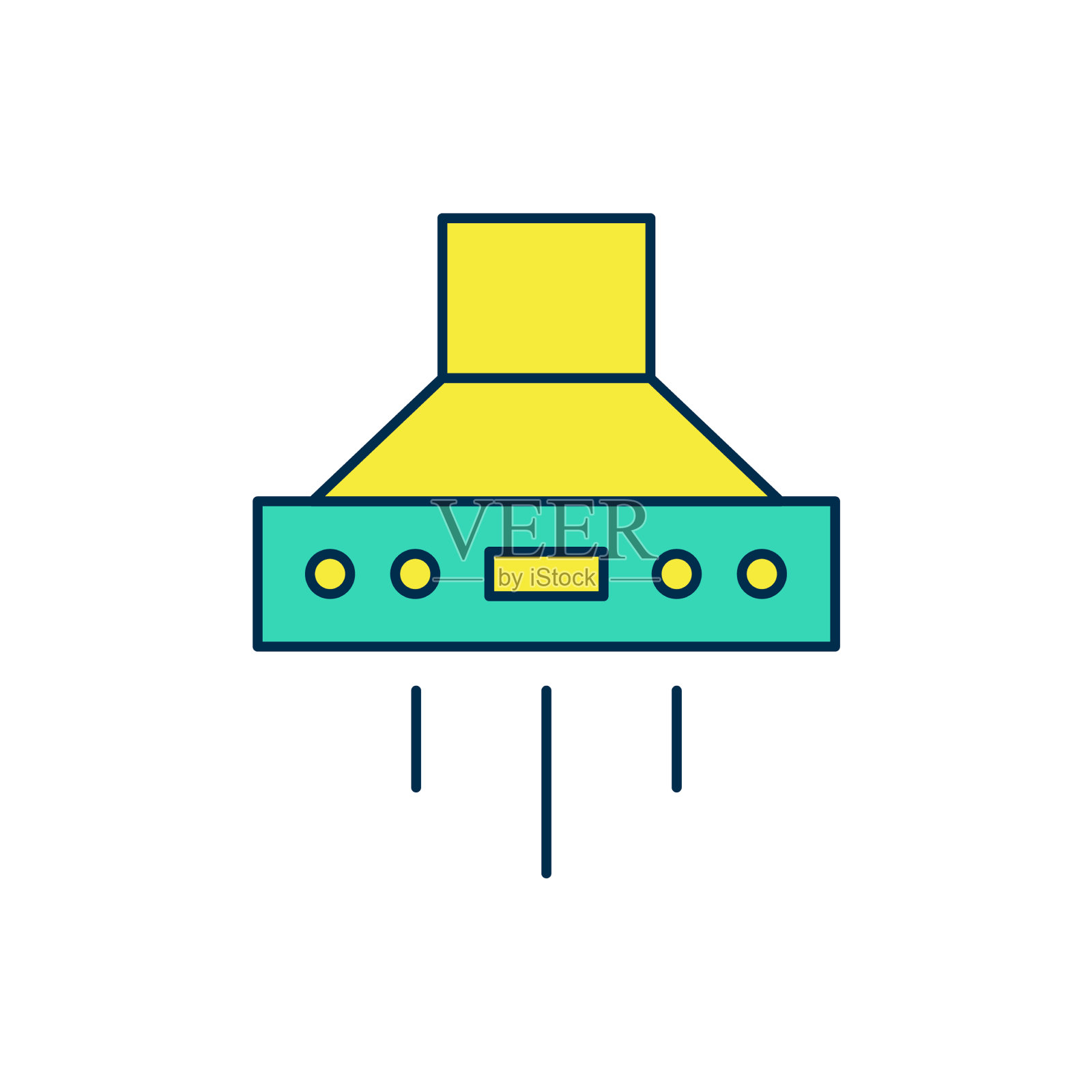 厨房抽油烟机风扇图标的填充轮廓隔离插画图片素材