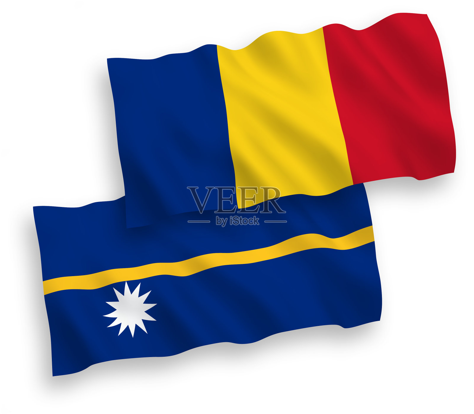 罗马尼亚国旗和瑙鲁共和国国旗上一片白色设计元素图片