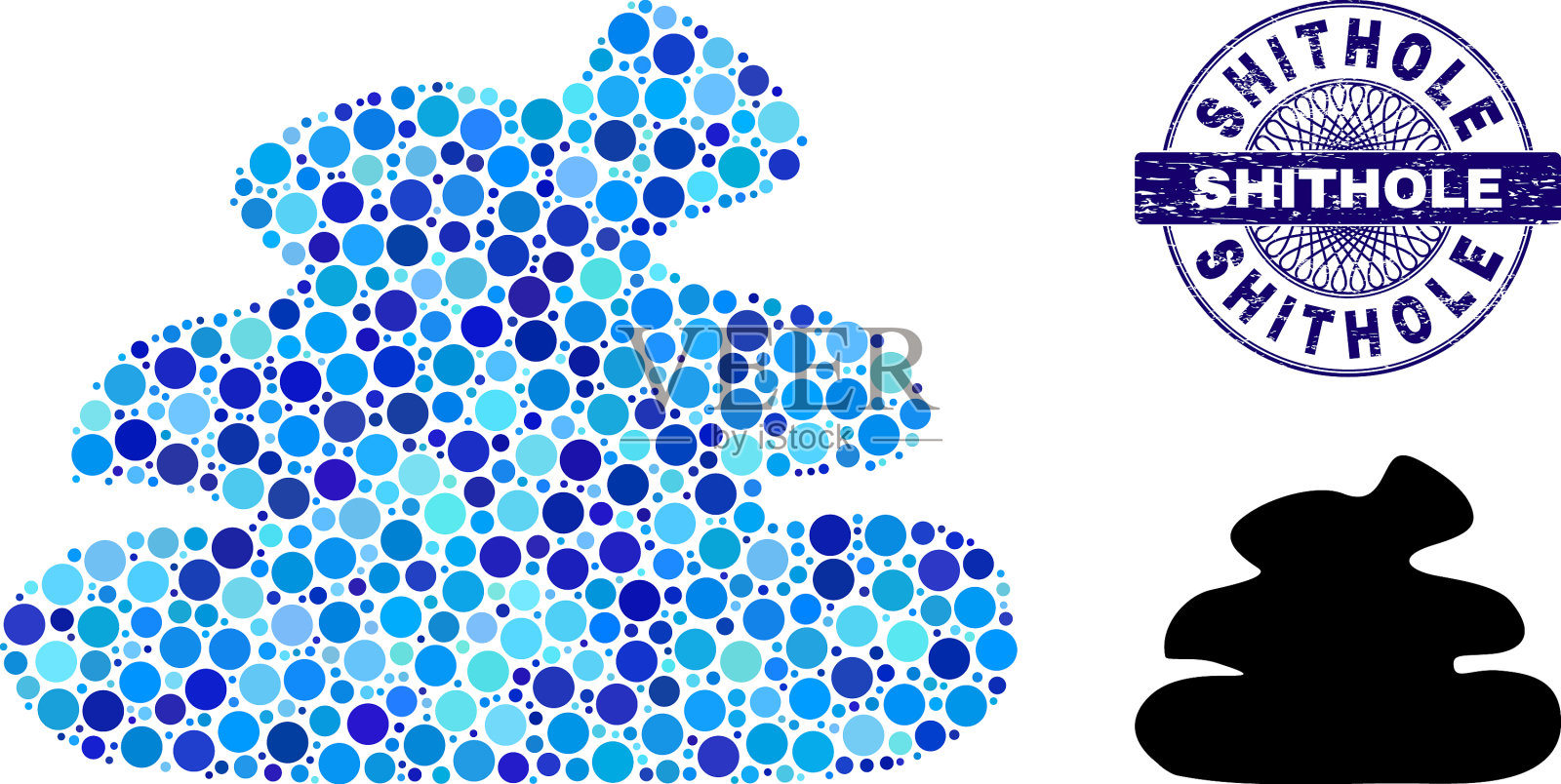 遇险的狗洞，圆形的断头台和狗屎插画图片素材