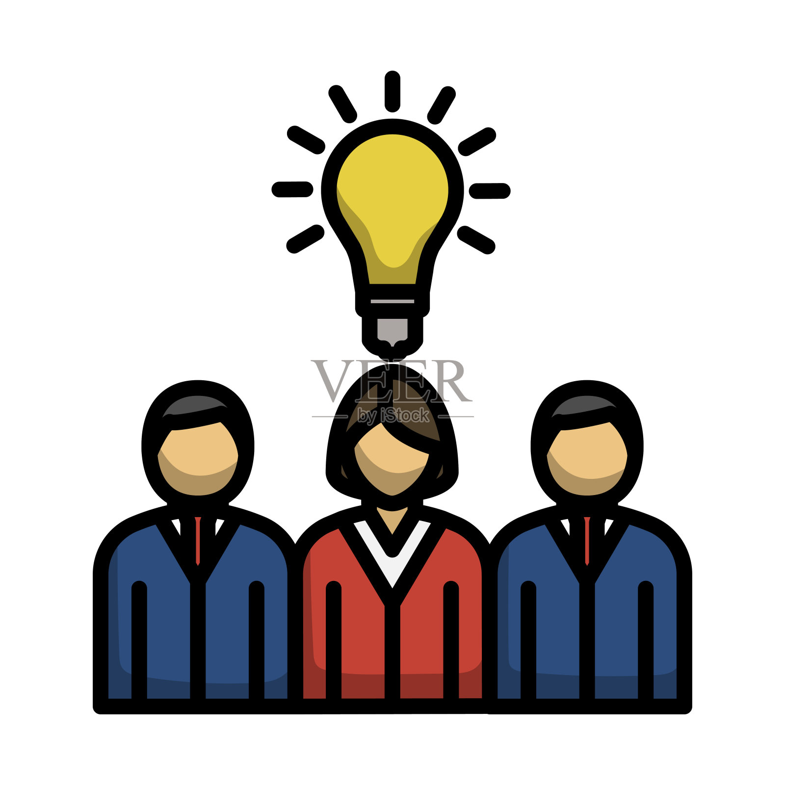 公司团队用女性领导者寻找新想法插画图片素材