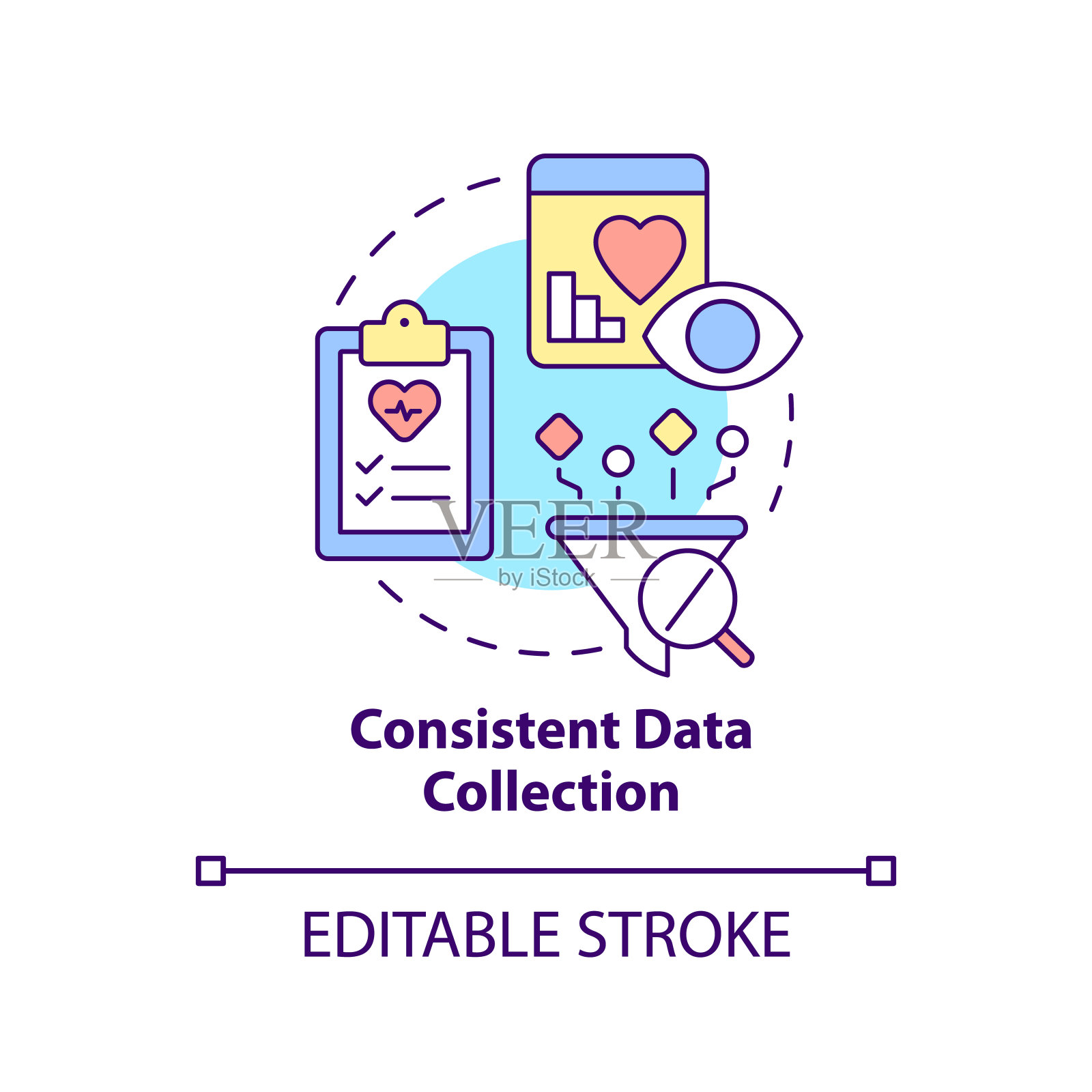 一致的数据收集概念图标插画图片素材