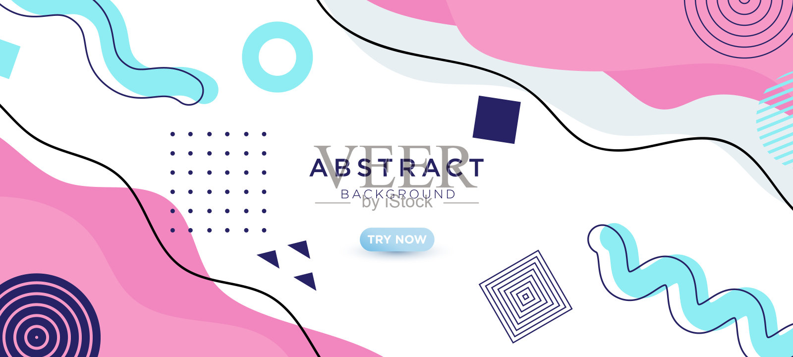 抽象波浪液体背景与几何形状和粉彩设计。可以用于登陆页，书籍封面，小册子，传单，杂志，任何品牌，横幅，标题，演示文稿，和墙纸背景插画图片素材