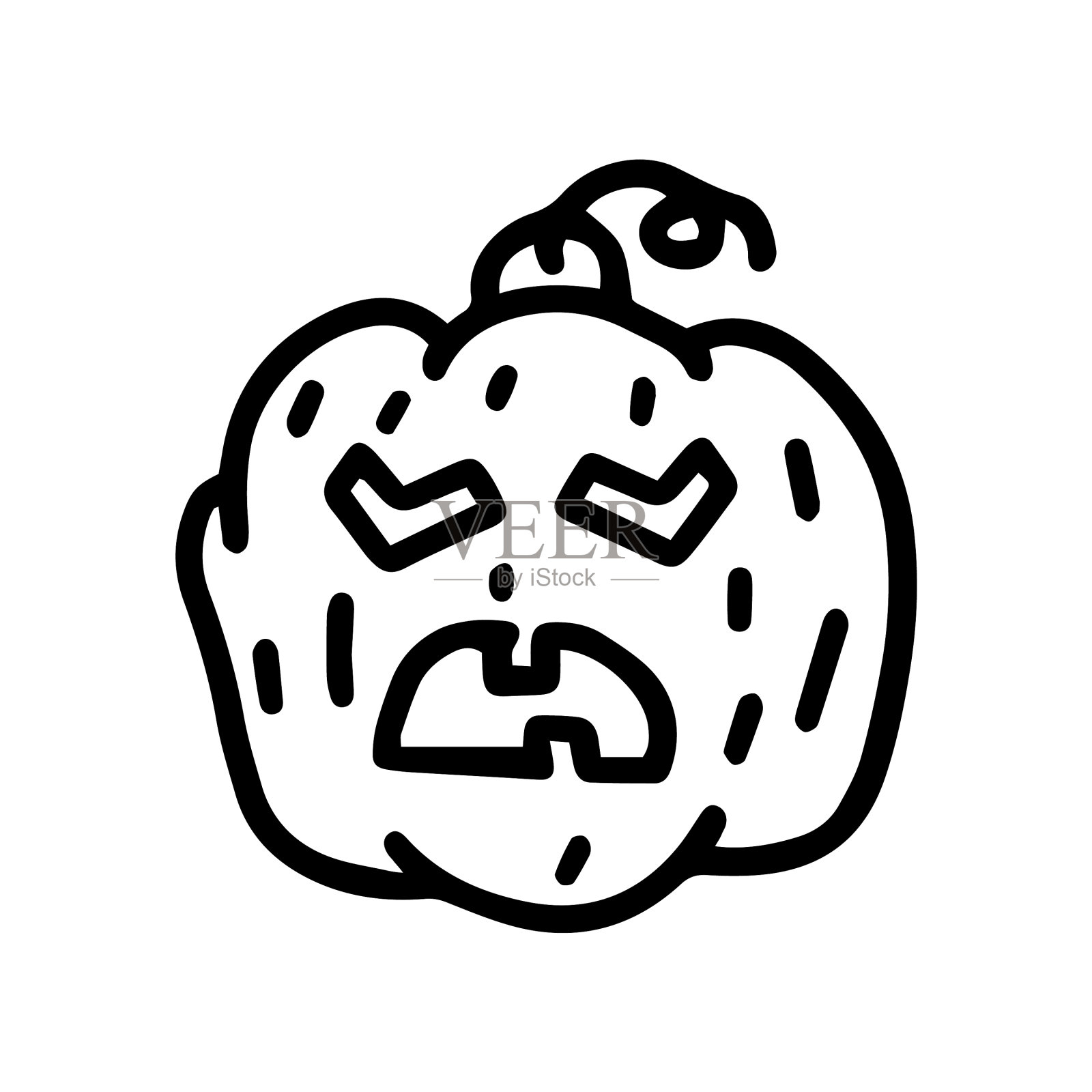 邪恶南瓜灯笼线涂鸦简单设计元素图片