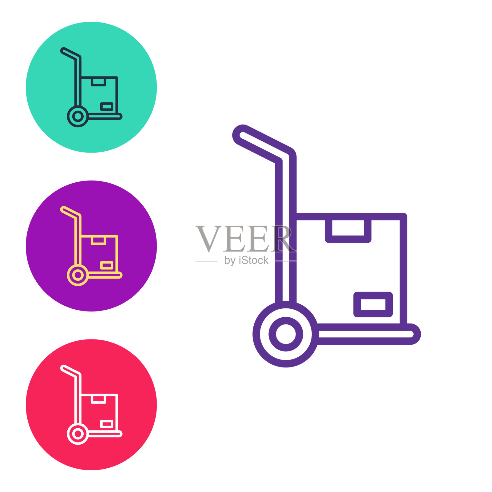 将线手推车和箱子图标隔离图标素材