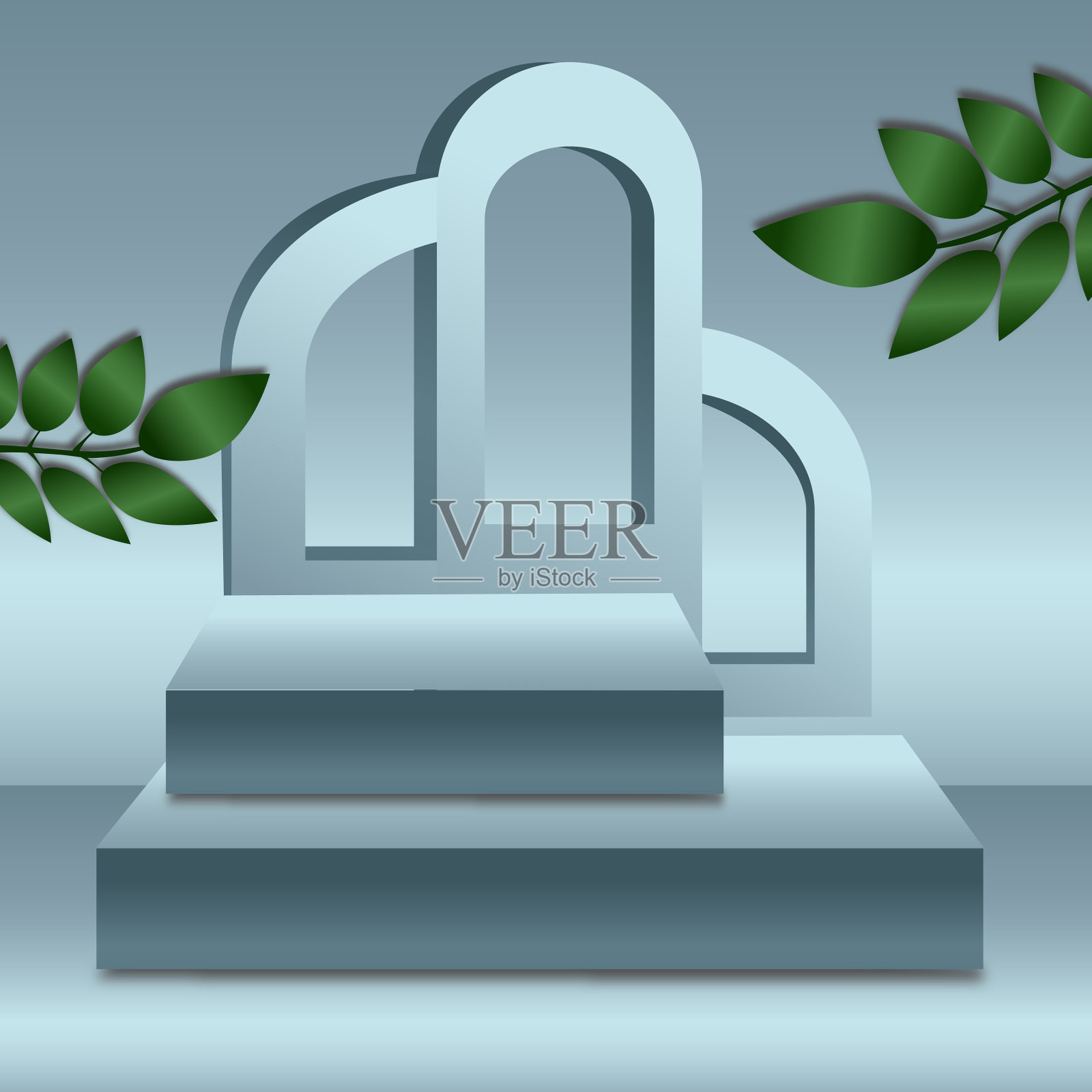 浅蓝色宽敞的工作室网页横幅模板插画图片素材