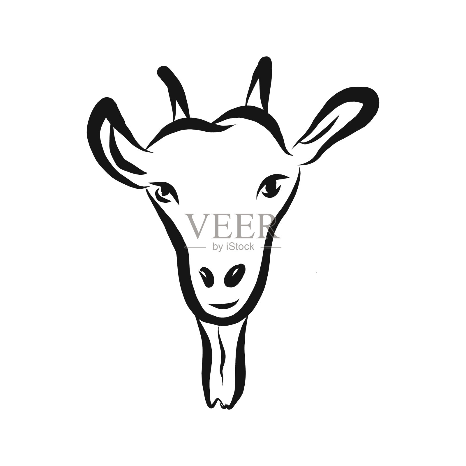 山羊头线图标轮廓符号线性设计元素图片