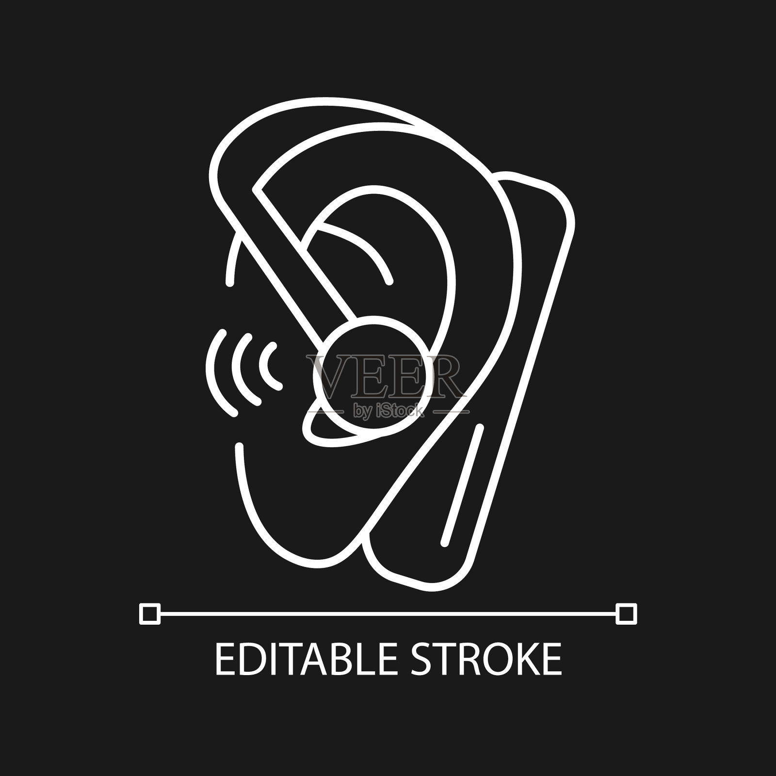 免提耳机白色线性图标为黑暗主题图标素材