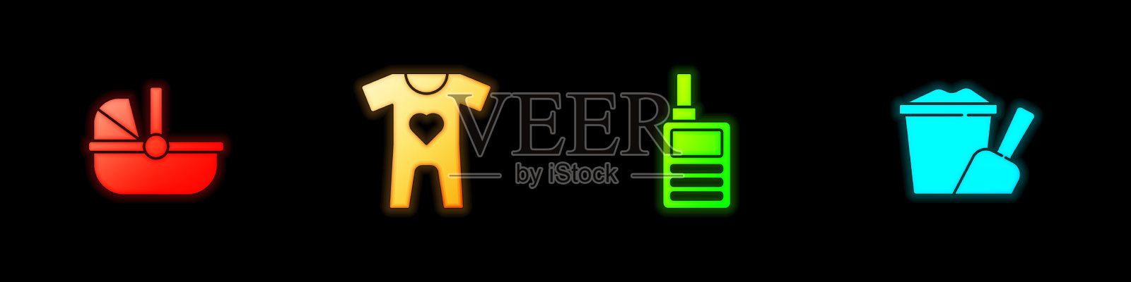 设置婴儿推车衣服监视器对讲机图标素材