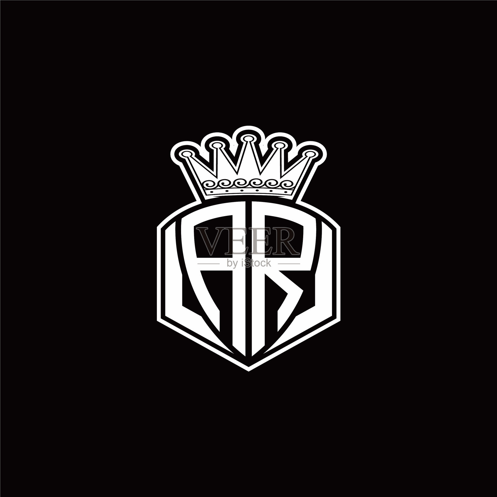 Ar标志的字母组合与豪华的徽章形状和插画图片素材