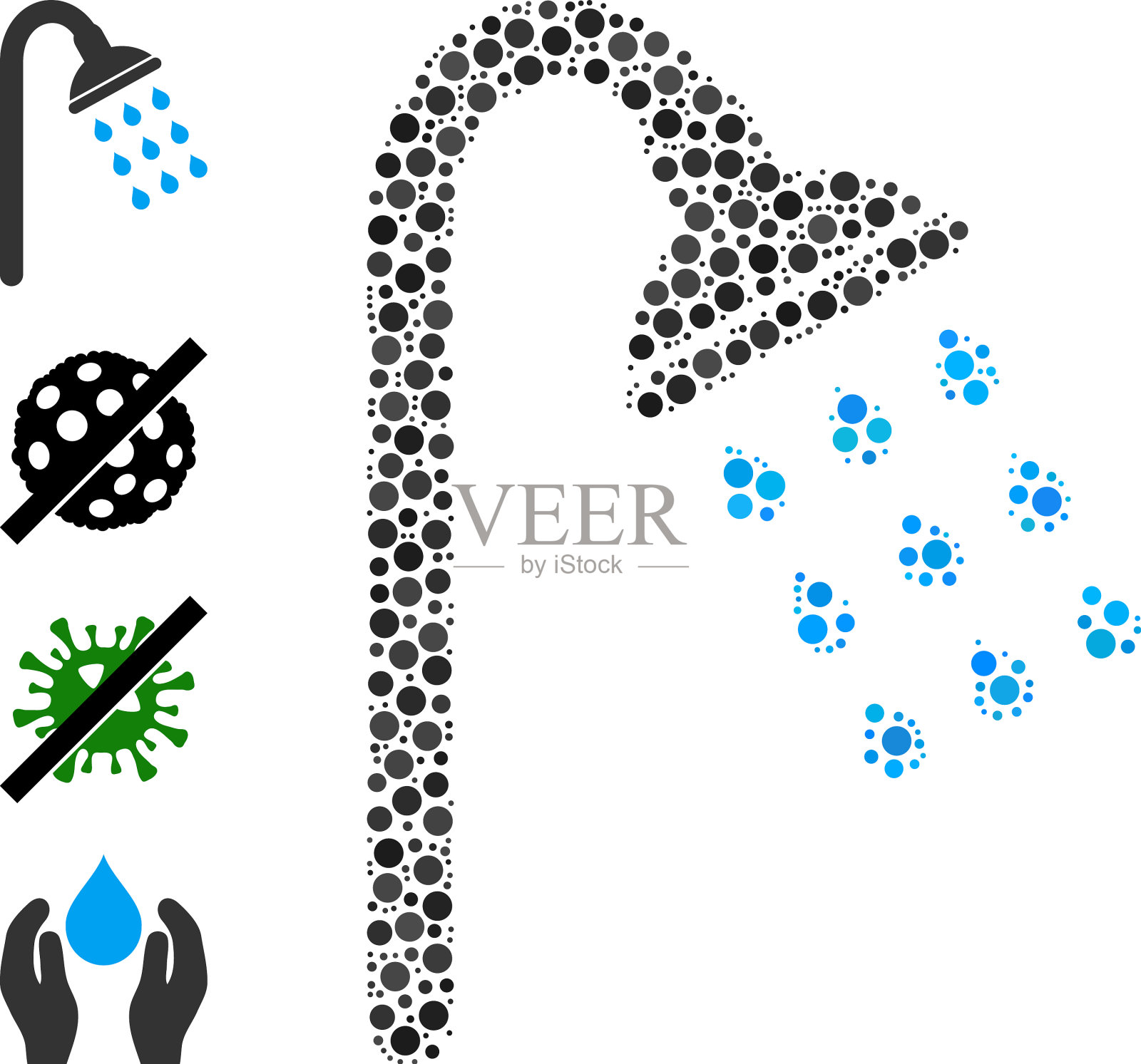 星点淋浴拼贴的圆点和类似插画图片素材