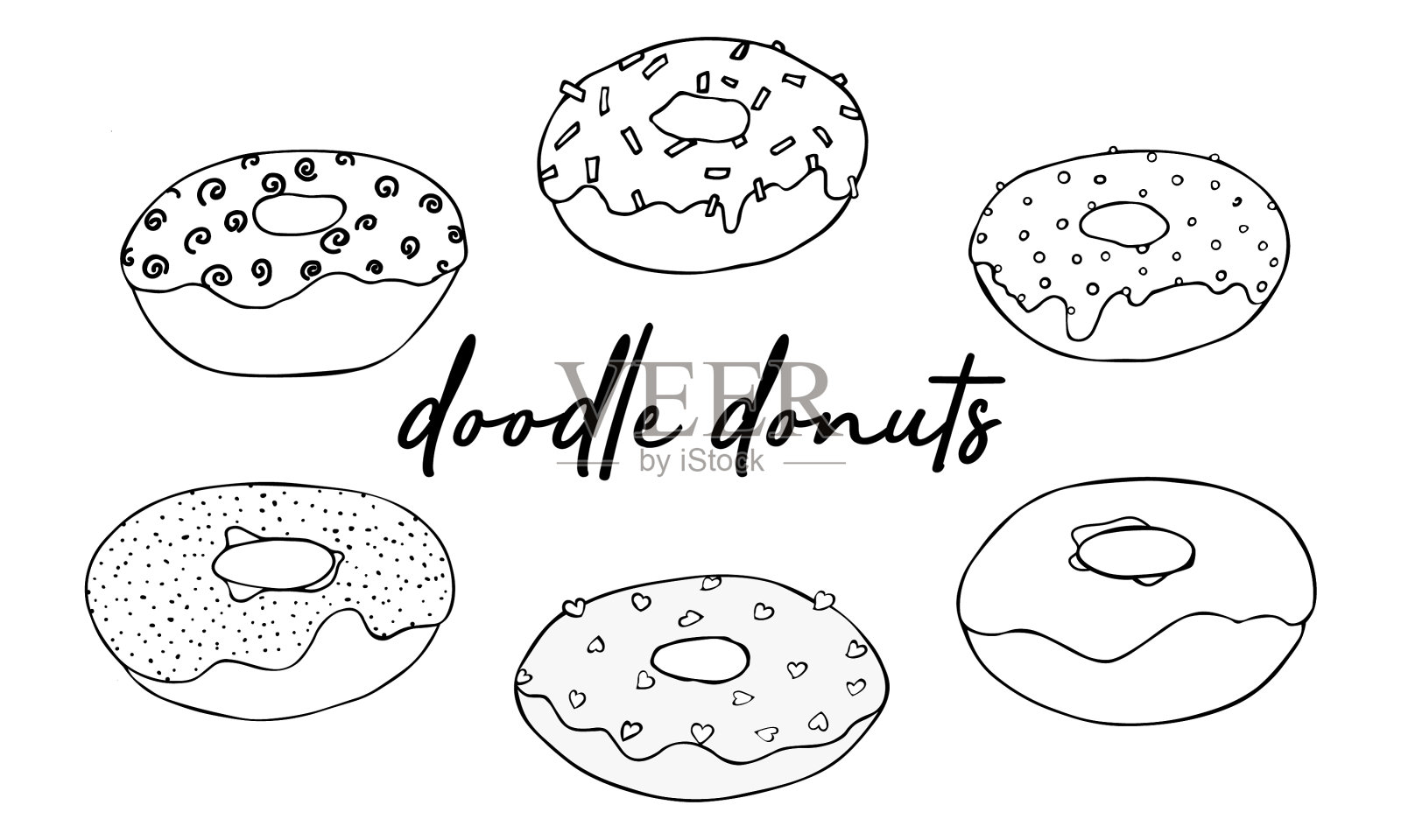 设置甜甜圈涂鸦画图标素材