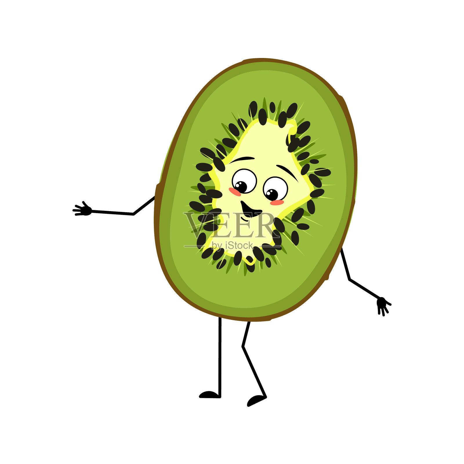 可爱的猕猴桃性格与快乐的情绪设计元素图片