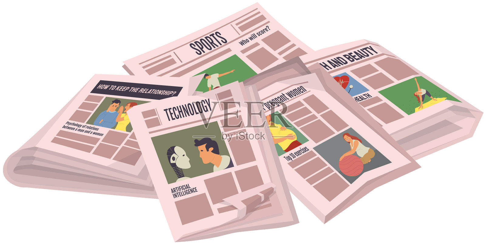 老式报纸用新闻纸印刷新闻文章设计元素图片