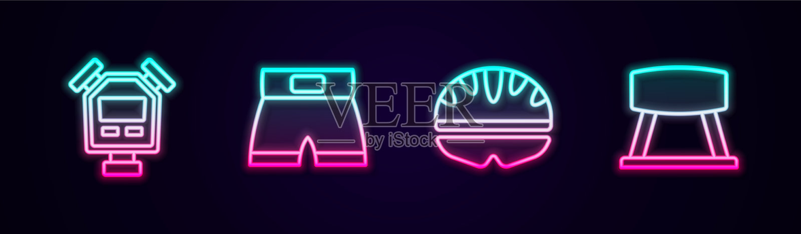 定线秒表拳击短自行车头盔图标素材