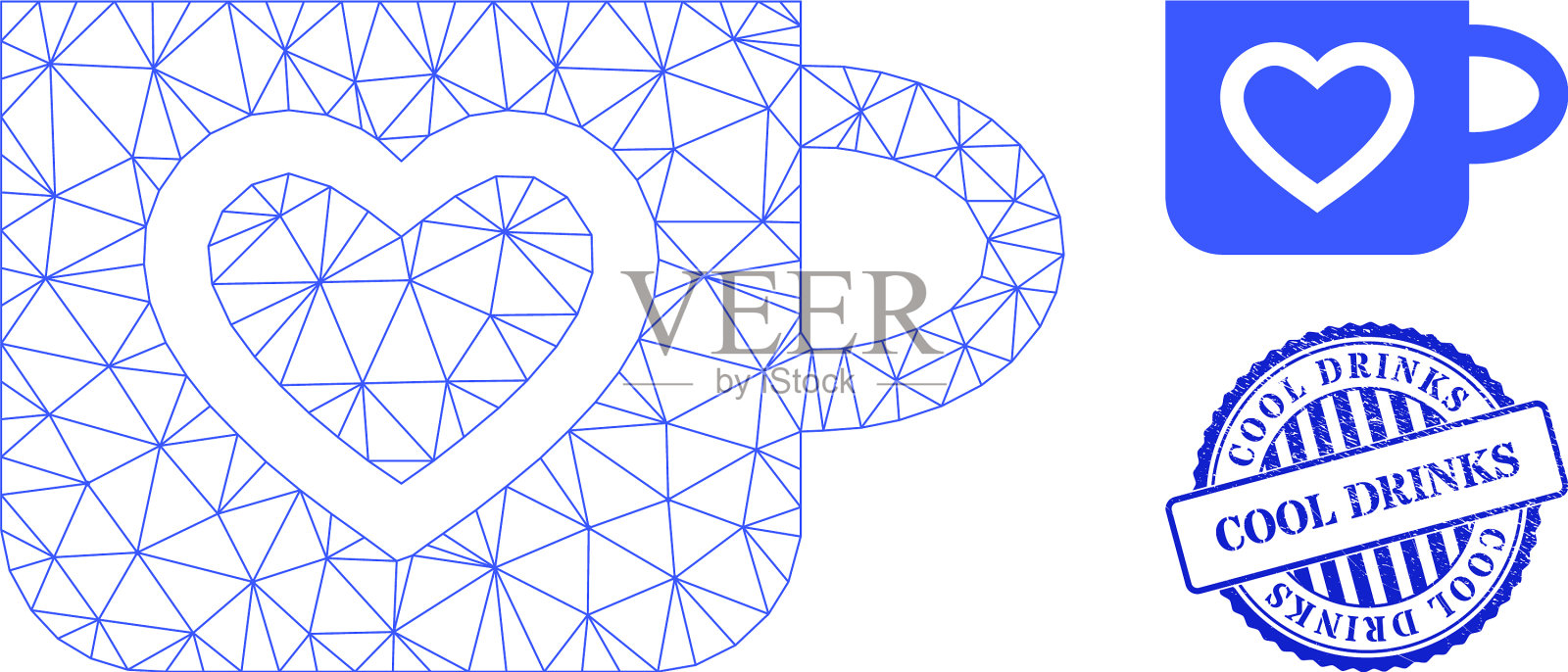 清凉饮料使橡皮印和网印受损插画图片素材