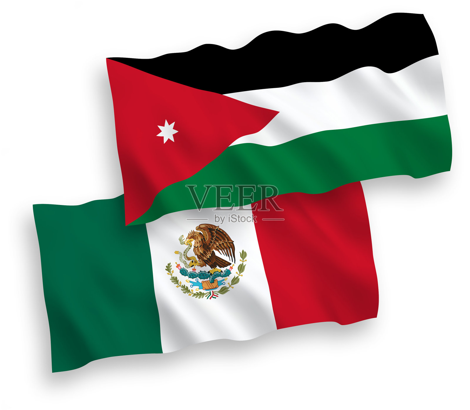 墨西哥和约旦哈希姆王国的旗帜设计元素图片